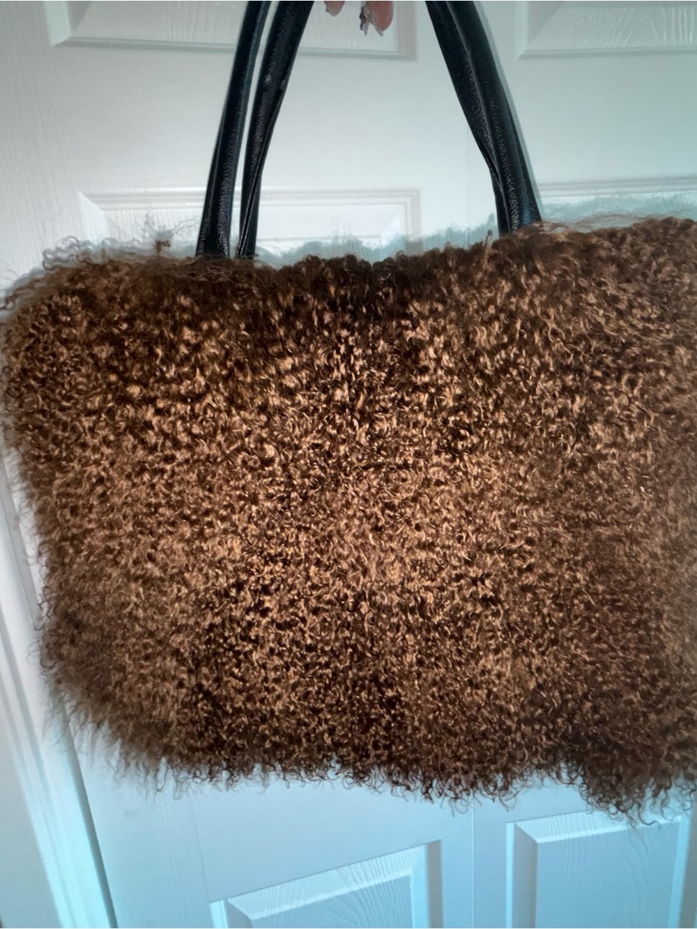 3 Mongolian Fur Tote Bags - Brown, Orange, Purple - 40 x 30 - Halloween Glam - Picture 7 of 13